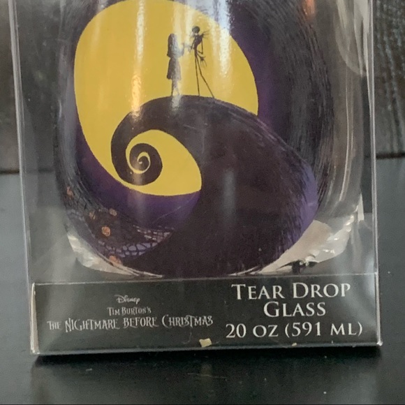 Nightmare Before Christmas Jack & Sally 20oz Tear Drop Glass - NIB - Picture 13 of 14